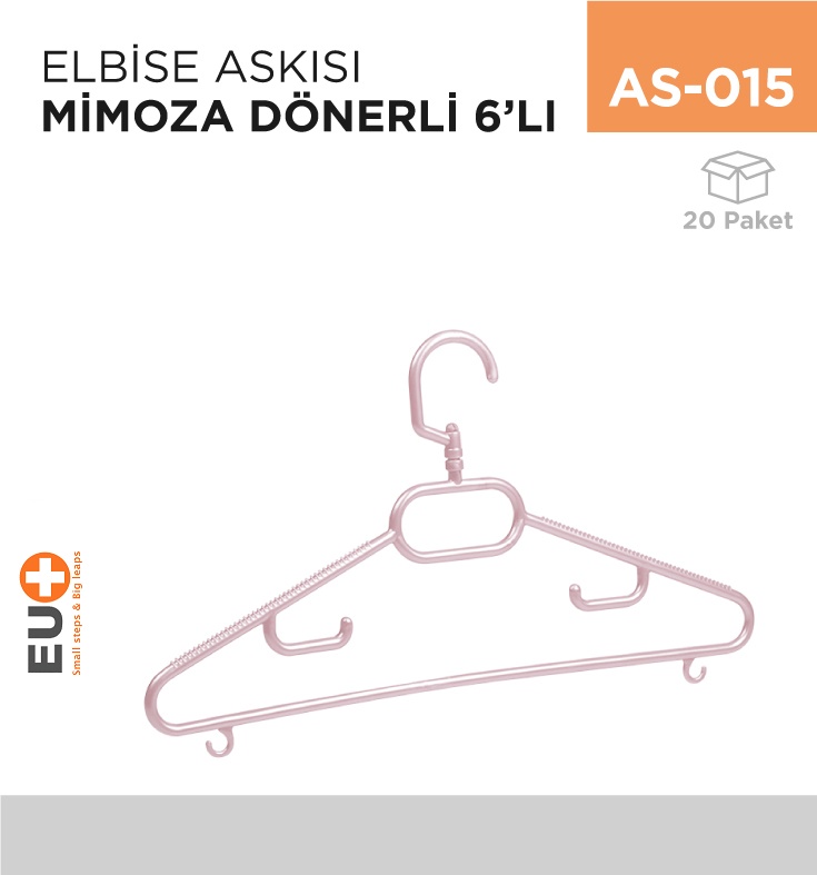 Elbise Askısı Mimoza Dönerli 6'Lı (Tp 143)