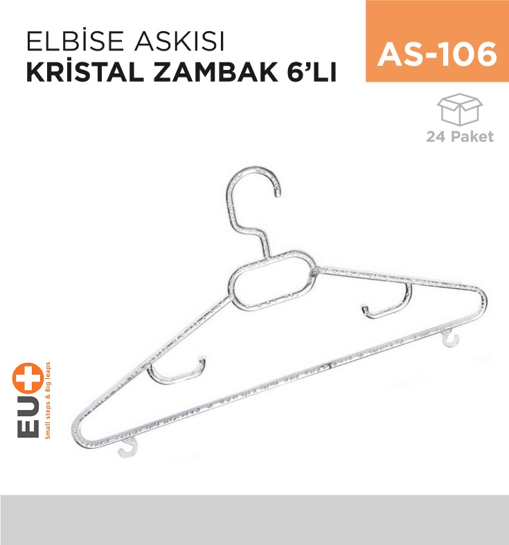 Elbise Askısı Kristal Zambak 6'Lı (Zp114)