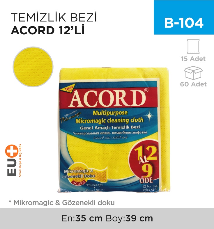 Temizlik Bezi Acord 12'Li - Koli:15 Adet