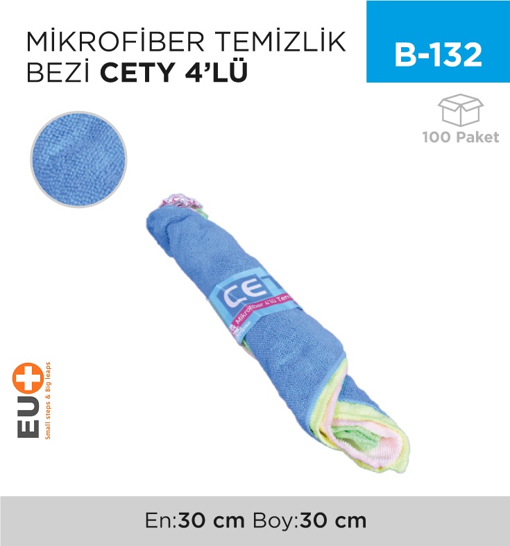 Mikrofiber Temizlik Bezi Cety 4 Lü (Lınex) - Koli:100 Adet