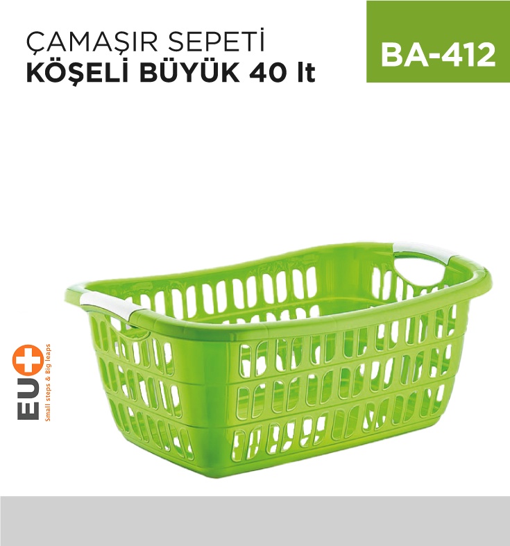 Çamaşır Sepeti Köşeli Büyük (40 Lt) (E-297)