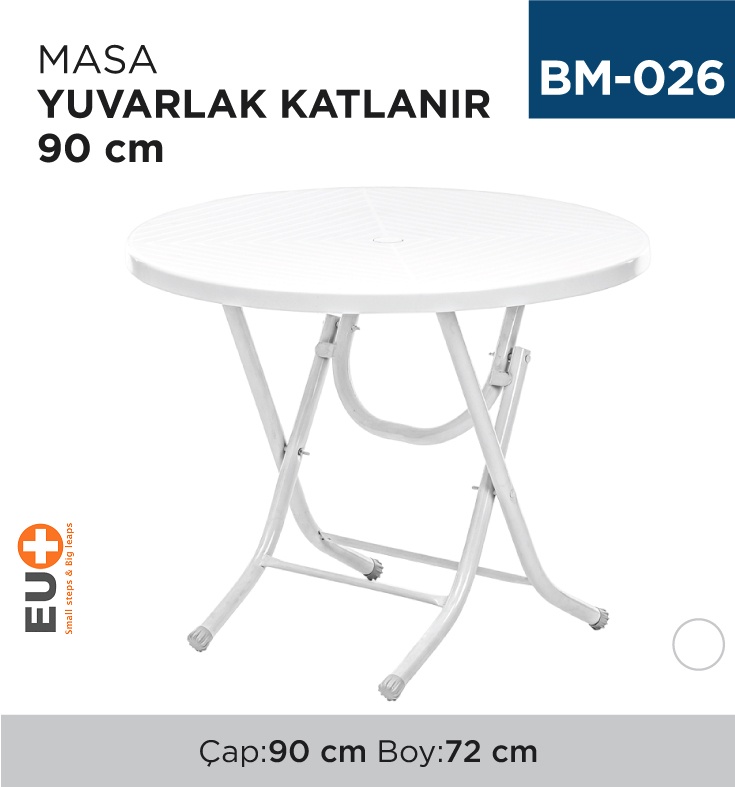 Masa Yuvarlak Katlanır 90 Cm (2552) - Koli:1 Adet