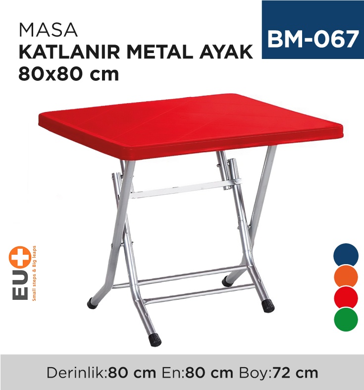 Masa Katlanır Metal Ayak 80 Cm*80 Cm Renkli