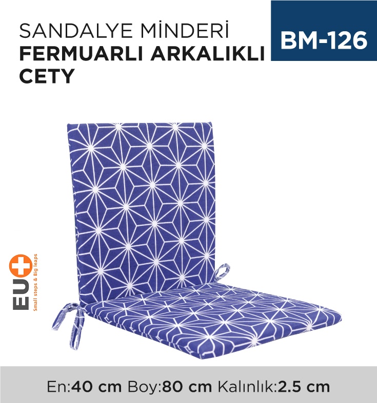 Sandalye Minderi Cety Fermuarlı Arkalıklı