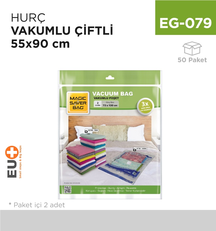 Hurç Vakumlu 2'Li 55 Cm*90 Cm ( Xl) - Koli:1 Adet