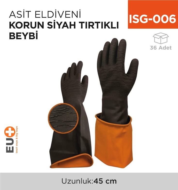 Asit Eldiveni Beybi Korun Siyah Tırtıklı (45 Cm) (H2-45Ext)