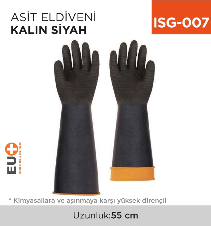 Asit Eldiveni Kalın Siyah (55 Cm) (H2-55)