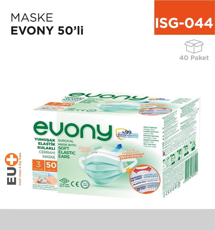 Maske Evony 50'Li - Koli:40 Adet