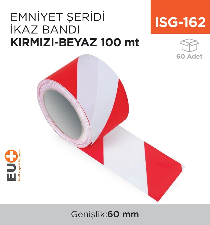 Emniyet Şeridi İkaz Bandı Kırmızı-Beyaz 60 Mm*100 Mt - Koli:60 Adet