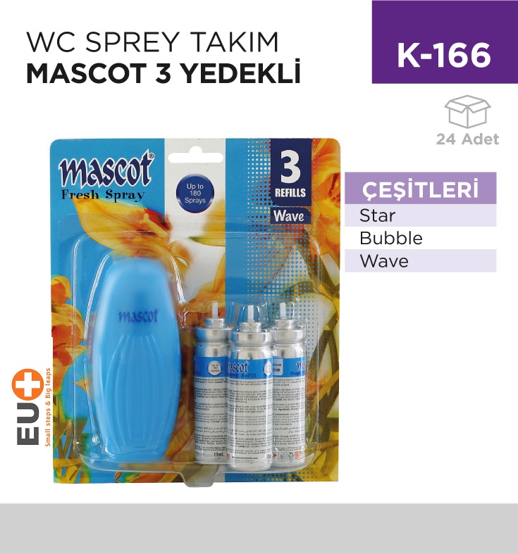 Wc Sprey Takım Mascot 3 Yedekli (Msc2232) - Koli:24 Adet