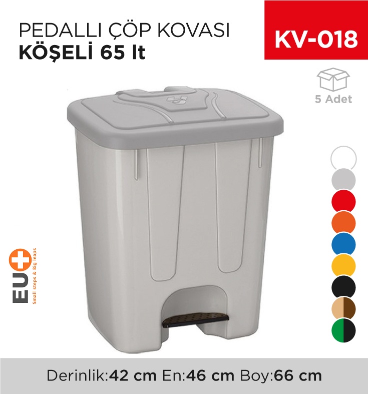 Pedallı Çöp Kovası Köşeli 65 Lt (4260)