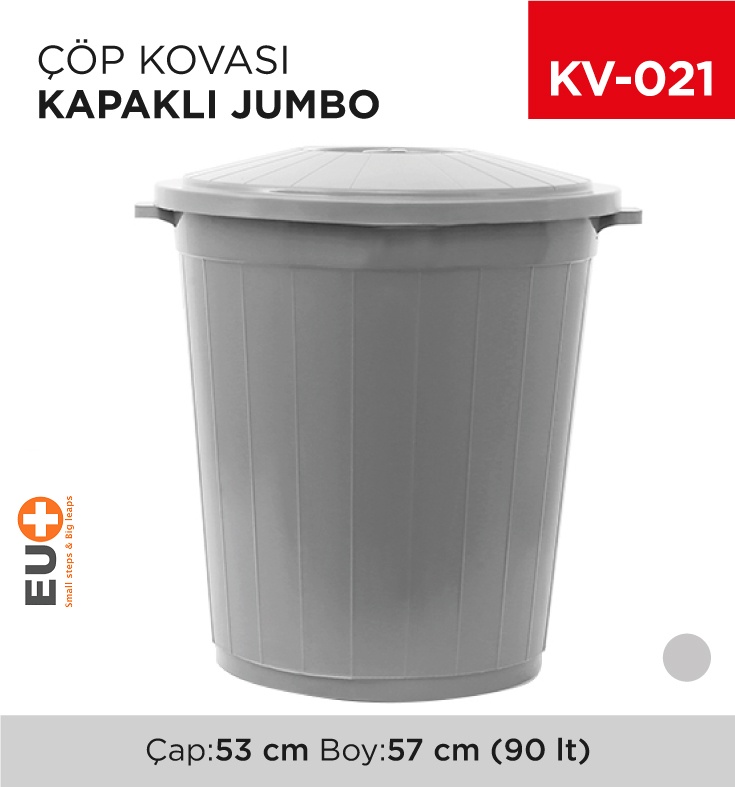 Jumbo Çöp Kovası Kapaklı 90 Lt (Up 100) - Koli:1 Adet