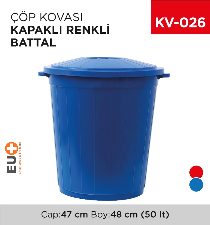 Battal Çöp Kovası Kapaklı Renkli 50 Lt (Up 104)(Aform) - Koli:1 Adet