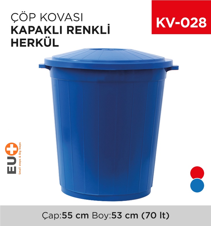 Herkül Çöp Kovası Kapaklı Renkli 70 Lt (Up 106)(Aform)