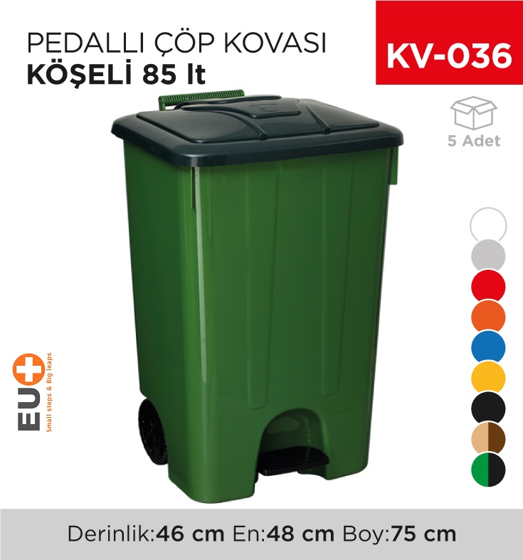 Pedallı Çöp Kovası Köşeli 85 Lt (4265)