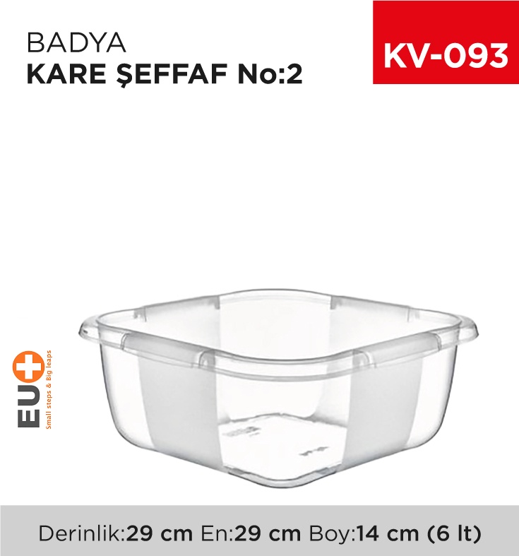 Badya Kare Şeffaf No:2 (6 Lt) (E-165) - Koli:36 Adet