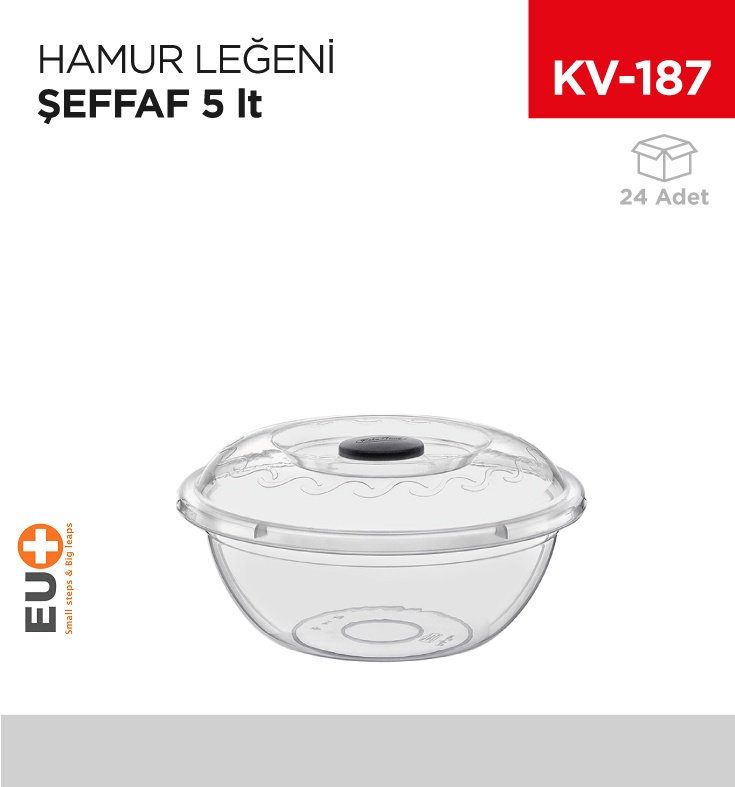 Hamur Leğeni Kapaklı No:0 Şeffaf (5 Lt) (E-100)