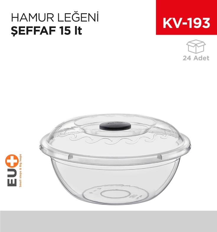 Hamur Leğeni Kapaklı No:3 Şeffaf (15 Lt) (E-103)