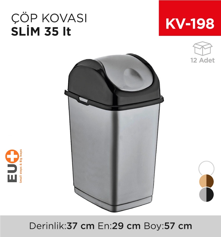 Slim Çöp Kovası 35 Lt (09404) - Koli:12 Adet