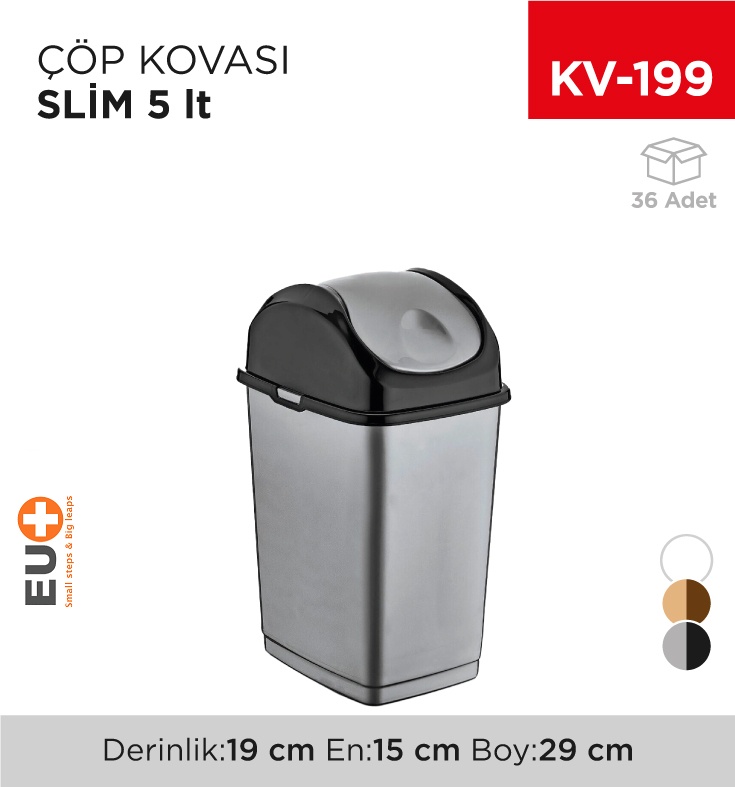 Slim Çöp Kovası 5 Lt (09401)