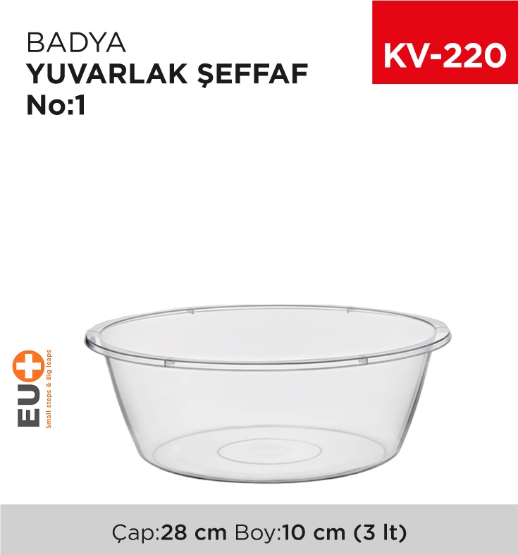 Badya Yuvarlak Şeffaf No:1 (3 Lt)  (E-150)