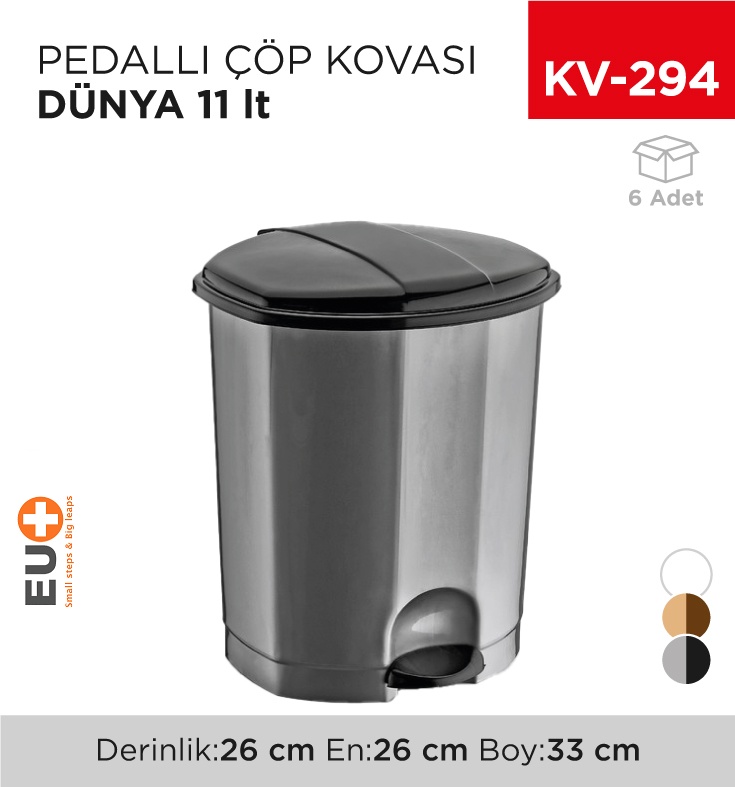 Pedallı Çöp Kovası Dünya 11 Lt  (01012) - Koli:6 Adet