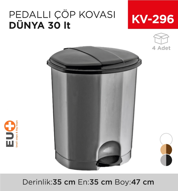 Pedallı Çöp Kovası Dünya 30 Lt (01014)