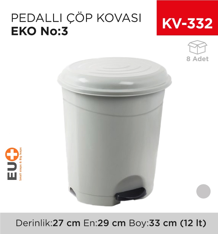 Pedallı Çöp Kovası Eko No:3 (12 Lt) (Up126) - Koli:8 Adet