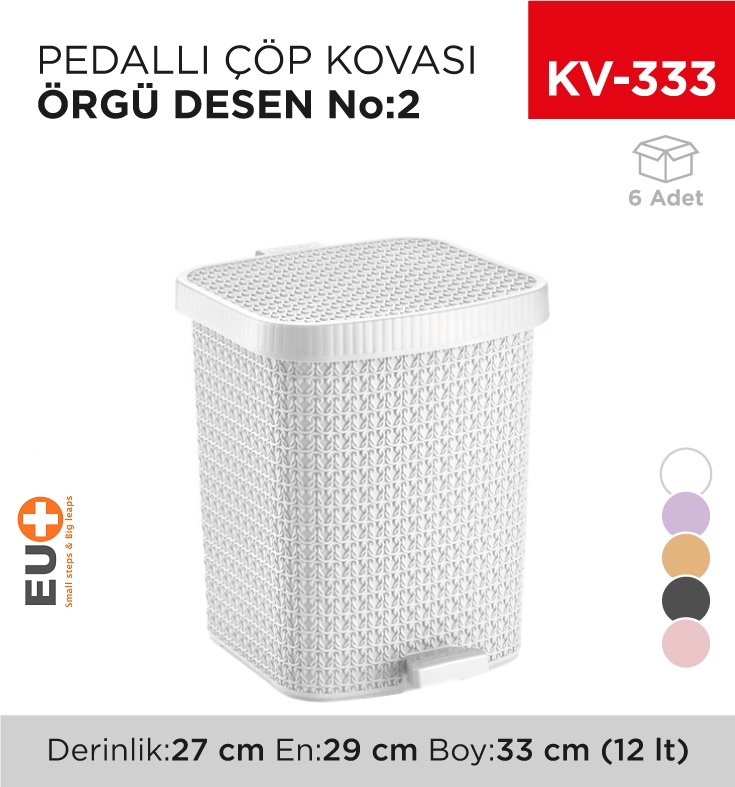 Pedallı Çöp Kovası Örgü Desen No:2 (12 Lt) (8133)