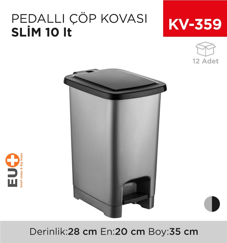 Pedallı Çöp Kovası Slim 10 Lt (4280) - Koli:12 Adet