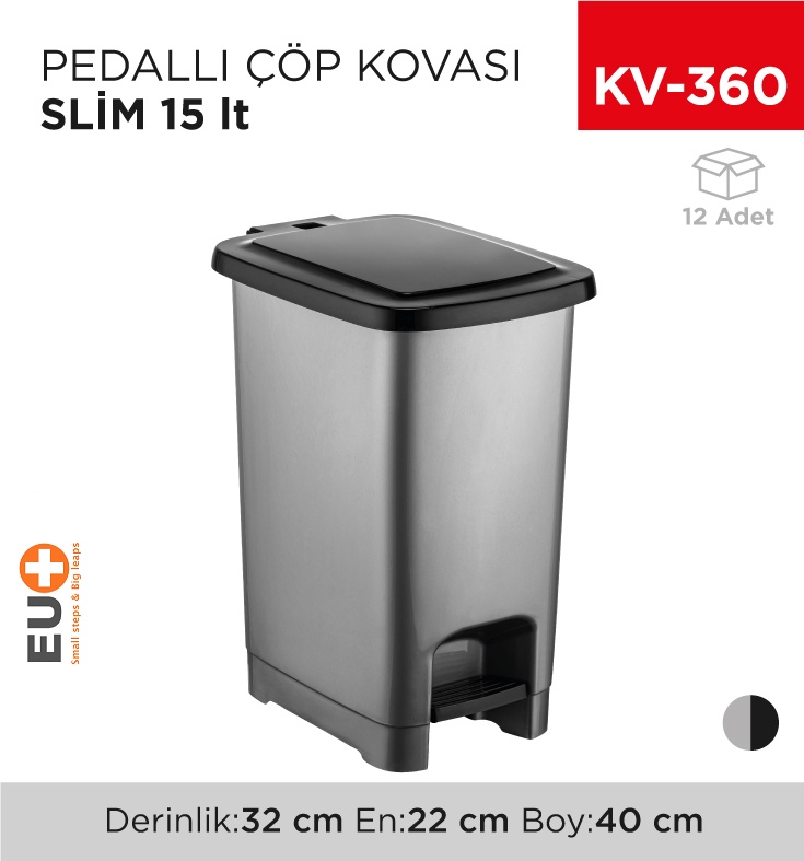 Pedallı Çöp Kovası Slim 15 Lt (4281)