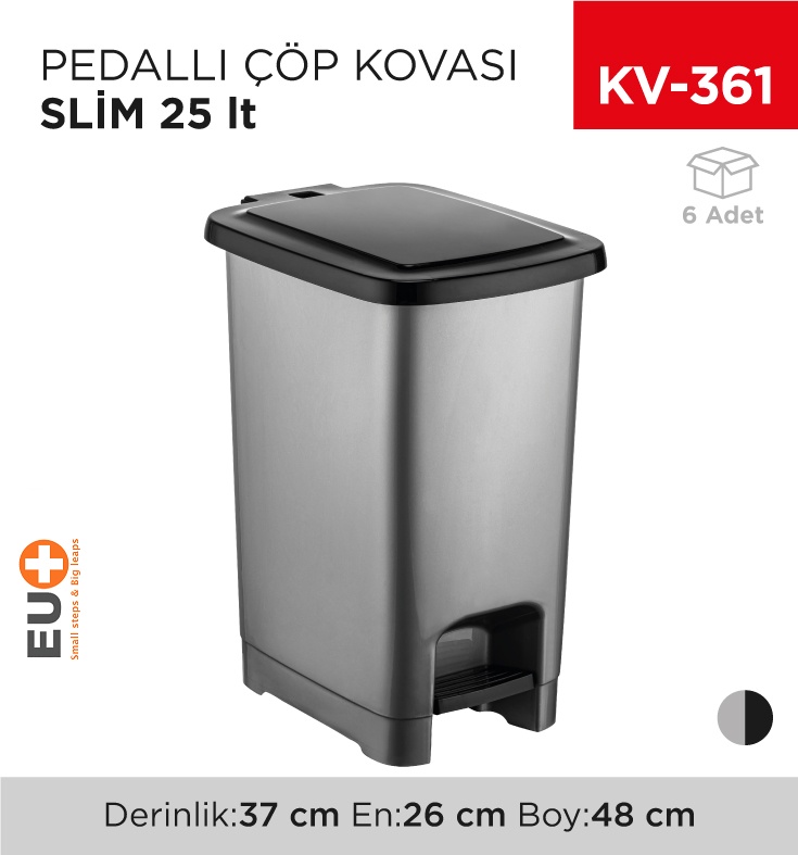 Pedallı Çöp Kovası Slim 25 Lt (4282)