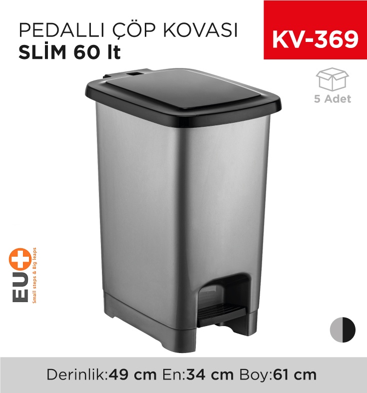 Pedallı Çöp Kovası Slim 60 Lt(4284)