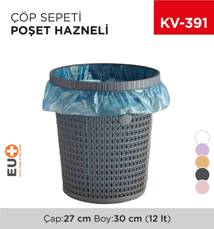 Çöp Sepeti Poşet Hazneli 12 Lt (8461) - Koli:6 Adet