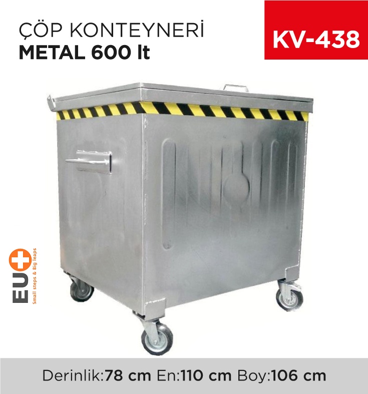 Çöp Konteyneri Metal 600 Lt (7432) - Koli:1 Adet