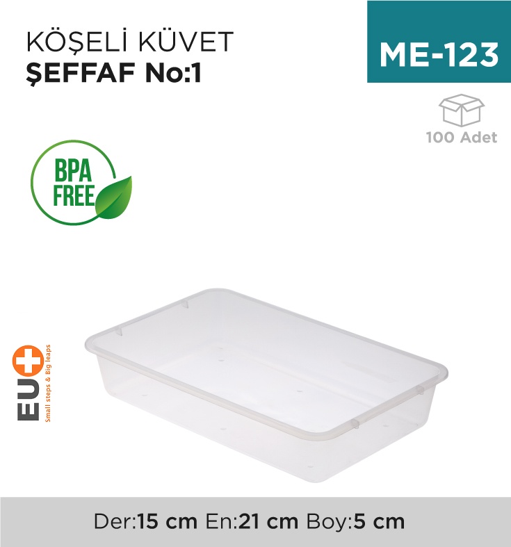 Köşeli Küvet Şeffaf No.1 (1450) - Koli:100 Adet