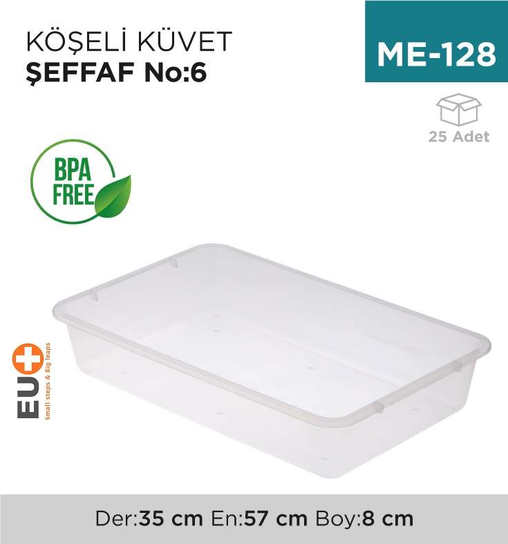 Köşeli Küvet Şeffaf No:6 (1475) - Koli:25 Adet