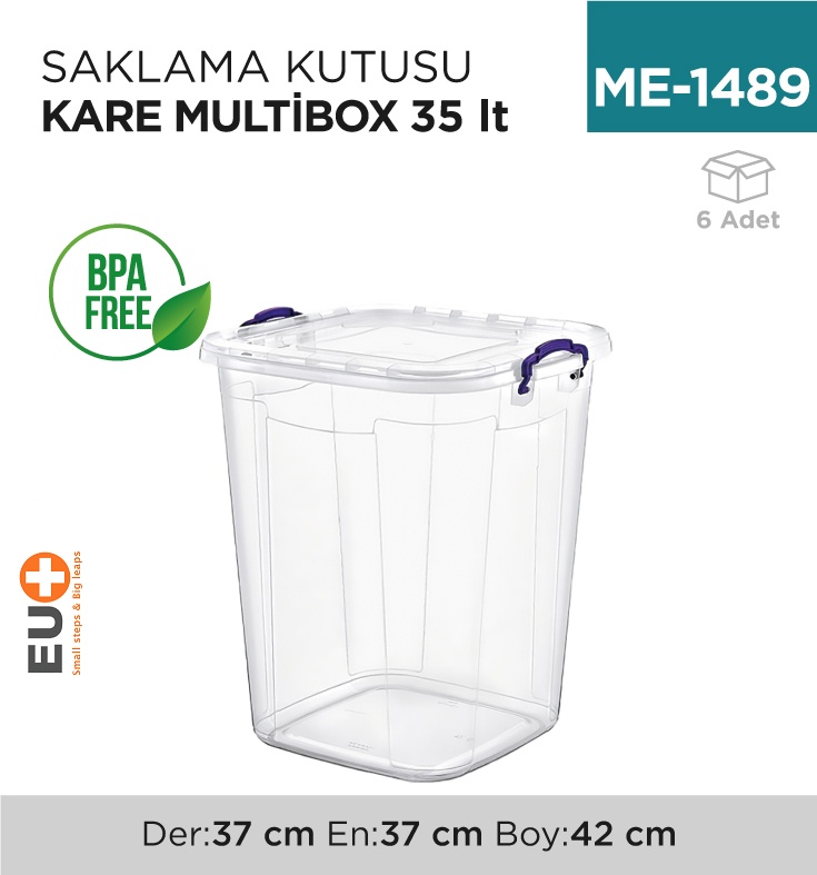 Saklama Kutusu Kare M.Box 35 Lt Şeffaf (E-628) - Koli:6 Adet