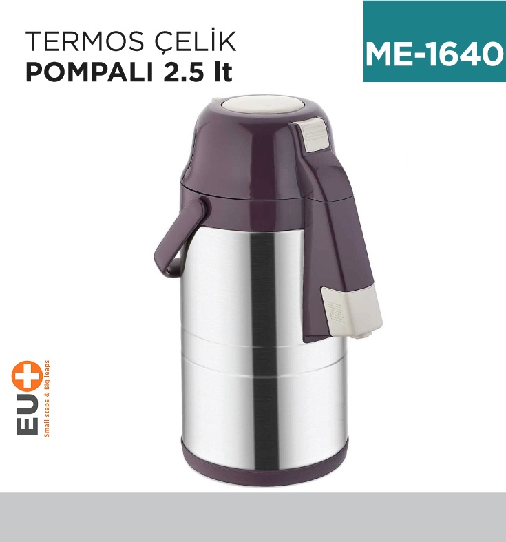 Termos Çelik Pompalı 2.5 Lt (Ckr2007) - Koli:6 Adet