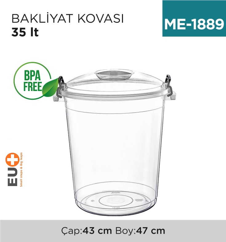 Bakliyat Kovası Şeffaf 35 Lt (E-579)