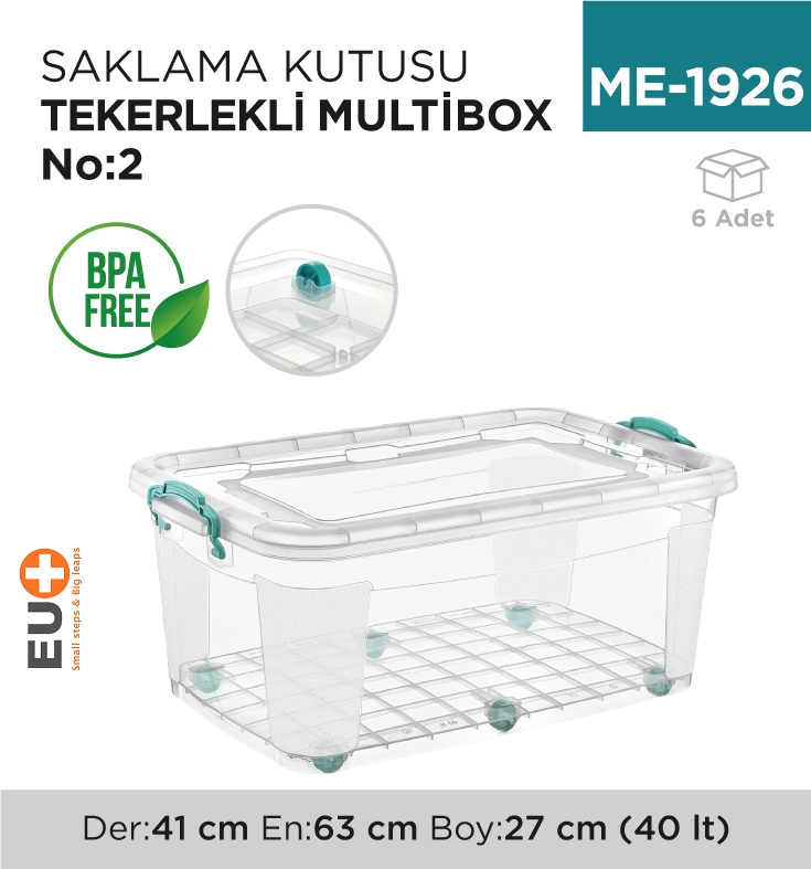 Saklama Kutusu Teker. M.Box No:2 (40 Lt) (E-511) - Koli:6 Adet