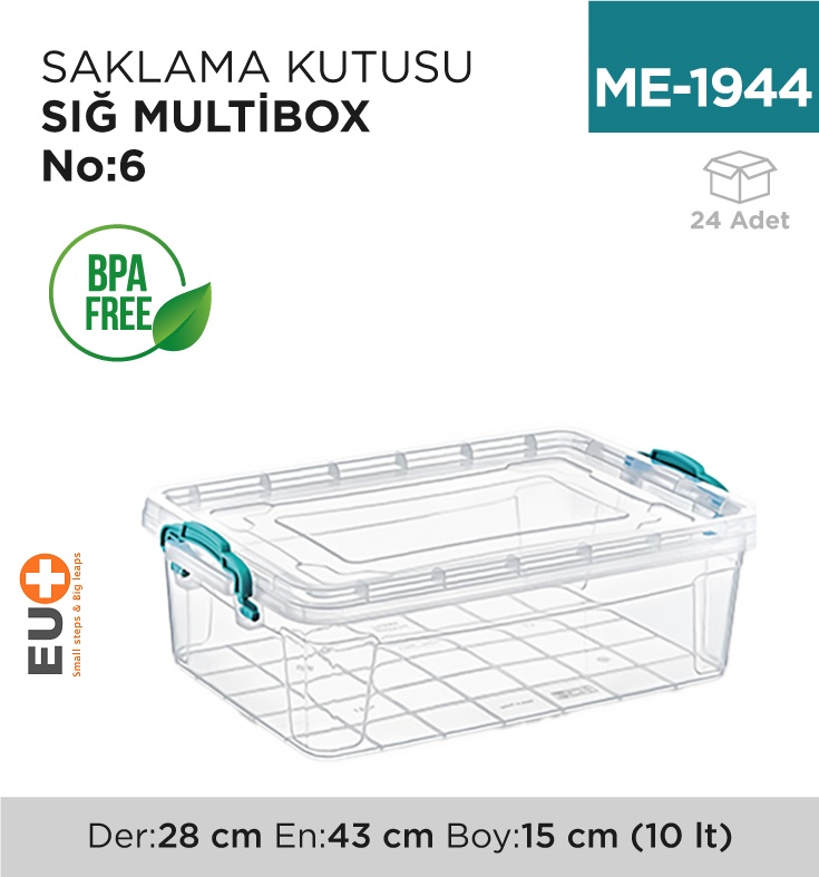 Saklama Kutusu Sığ M.Box No:6 (10 Lt) (E-494) - Koli:24 Adet