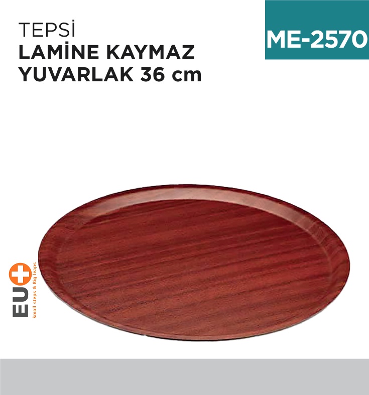 Tepsi Lamine Kaymaz Yuvarlak 36 Cm