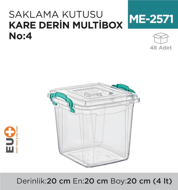 Saklama Kutusu Kare Derin M.Box No:4 (4 Lt) (E-623)