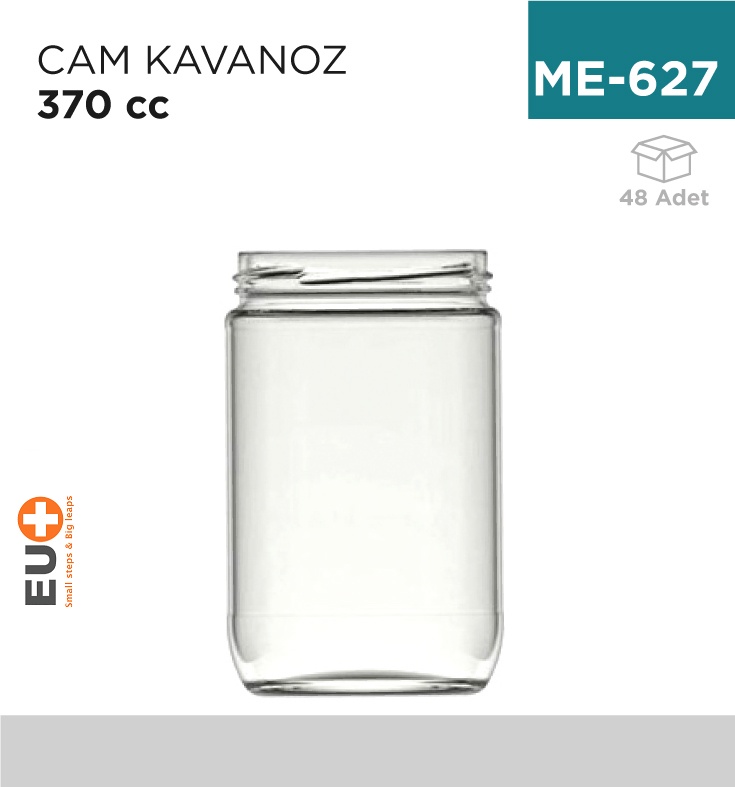 Cam Kavanoz 370 Cc Kapaksız - Koli:48 Adet