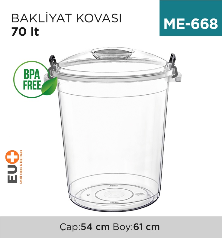 Bakliyat Kovası Şeffaf 70 Lt (E-583)