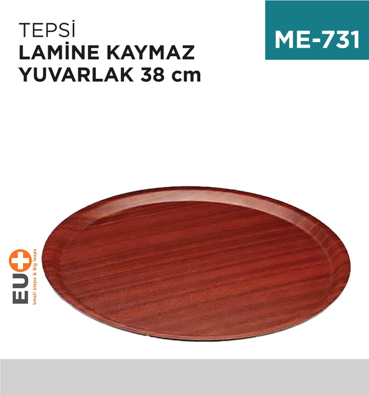 Tepsi Lamine Kaymaz Yuvarlak 38 Cm