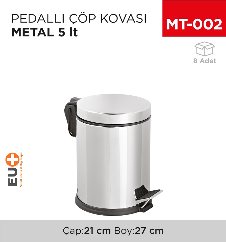 Pedallı Çöp Kovası Metal 5 Lt (1002)(403) - Koli:8 Adet