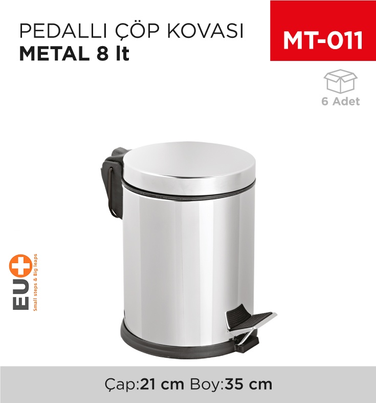 Pedallı Çöp Kovası Metal 8 Lt(3108)(404) - Koli:6 Adet