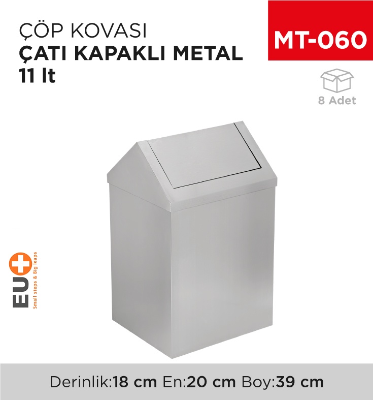 Çatı Kapaklı Çöp Kovası Metal 11 Lt (1305)(438)